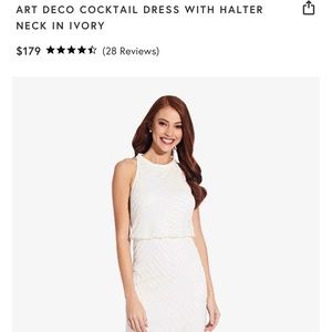 ADRIANNA PAPELL ART DECO COCKTAIL DRESS WITH HALTER NECK IN IVORY SZ 8